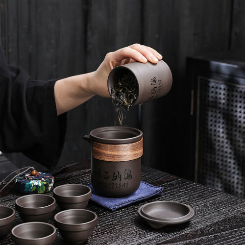 紫砂旅行茶具套装随身便携车载茶具快客杯N一壶六杯户外茶具中式