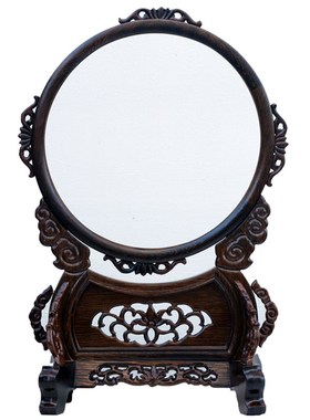 红木鸡翅大红酸枝浮雕花镂空实A木火球架台插屏东瓶西镜中堂镜子