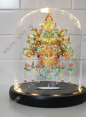 适用拼酷金翅鸟冠金属拼图u拼装模型配套发光防尘玻璃罩展示盒摆