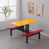 食堂餐桌椅组合4人6人8人学生员工工厂饭厅快餐连U身不锈钢餐桌椅