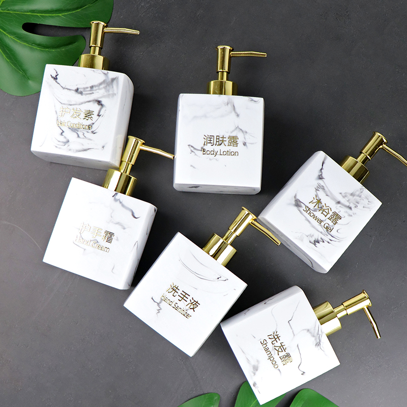 酒店洗发水分装瓶按压式沐浴露乳液洗手液K瓶子按压瓶空瓶轻奢套