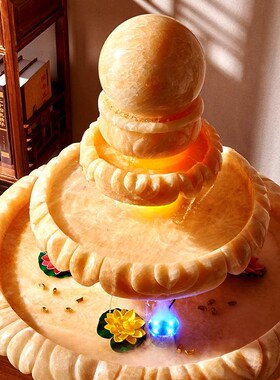 透光石头假山流i水喷泉摆件客厅落地家居办公室装饰开业礼品