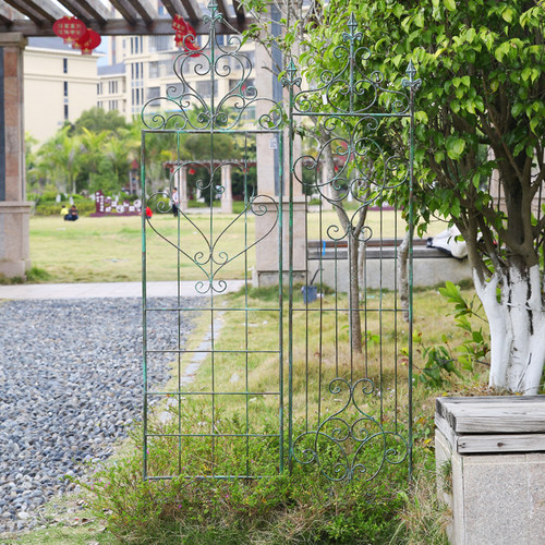外单复古庭院铁艺地插爬藤支架阳台网格屏风O花架蔷薇花园攀爬架