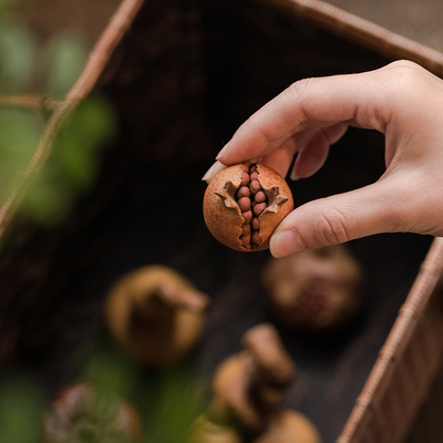 创意手工紫砂小石榴茶宠葫芦柿子琵E琶茶具摆件精品可养茶盘装饰