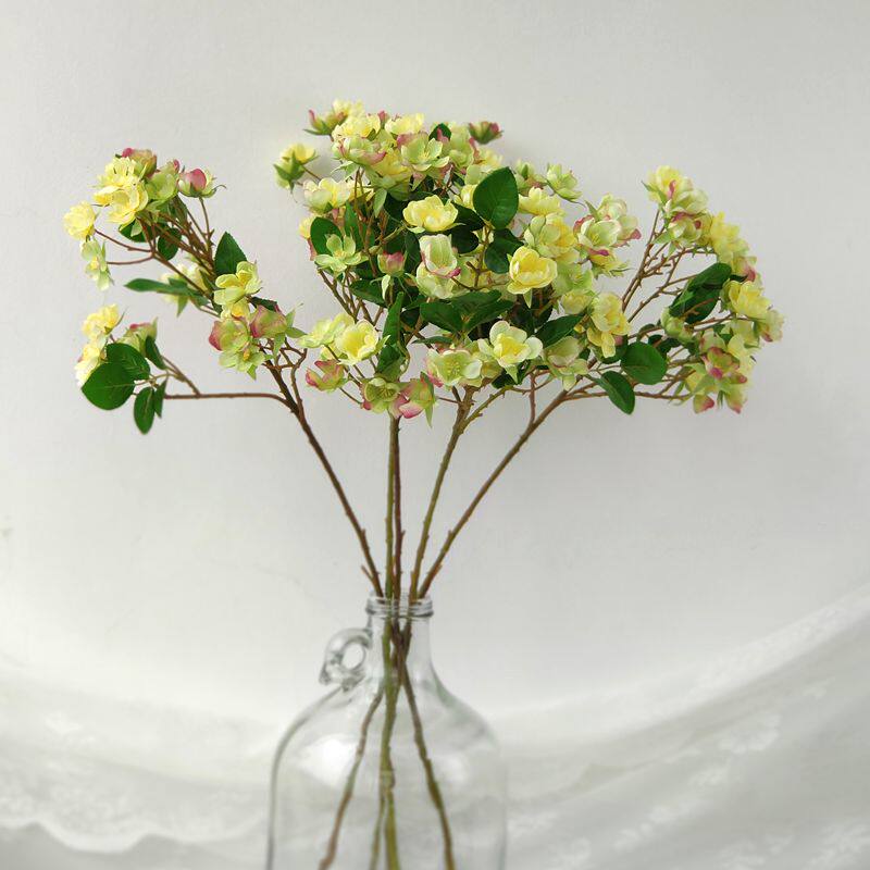 艺术感桃花假花装饰花 山地玫瑰仿真花电视柜摆R件茶几 客厅绢花