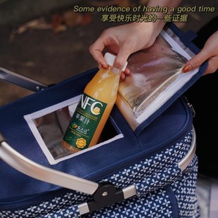 安妮塔野餐保温篮野餐篮户外野炊水果篮大N容量铝箔加厚手提铝架