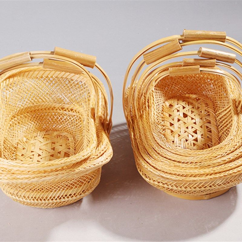 纯手工竹编竹篮菜篮收纳篮 精品A手提篮 杭州蓝  镂空水果鸡蛋篮,特色手工艺,竹编/竹雕,淘宝优惠券,粉丝福利购,淘宝优惠卷