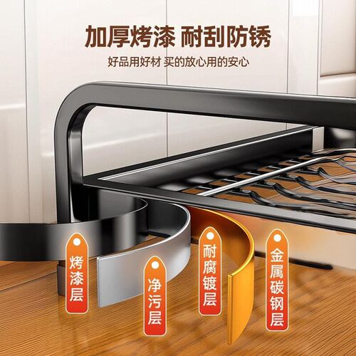 厨房碗碟收纳架置物架碗盘沥水架碗架L家用多功能碗筷收纳盒