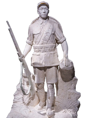 汉白玉石雕人h物军人塑像红色文化革命战士景观雕像户外大型石雕