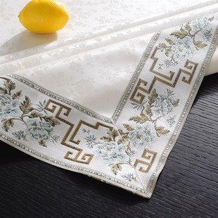 餐桌布防水防油防烫免洗镶边轻奢茶几G布酒店圆台布长方形加厚桌