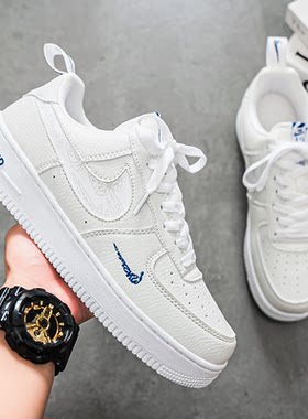 AF1空军一号反光白蓝联名男款莆田正品aj女鞋休闲运动af1低帮板鞋