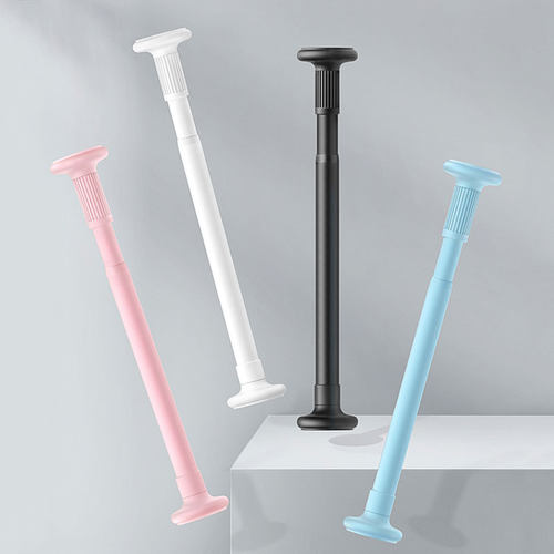 简易衣柜内置挂衣杆伸缩免打x孔晾衣支杆衣架挂杆衣橱架子横杆撑