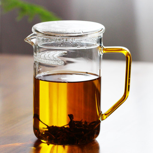 耐热直身绿茶公道杯一体过滤杯耐高温玻璃分茶S器带把泡茶月牙杯