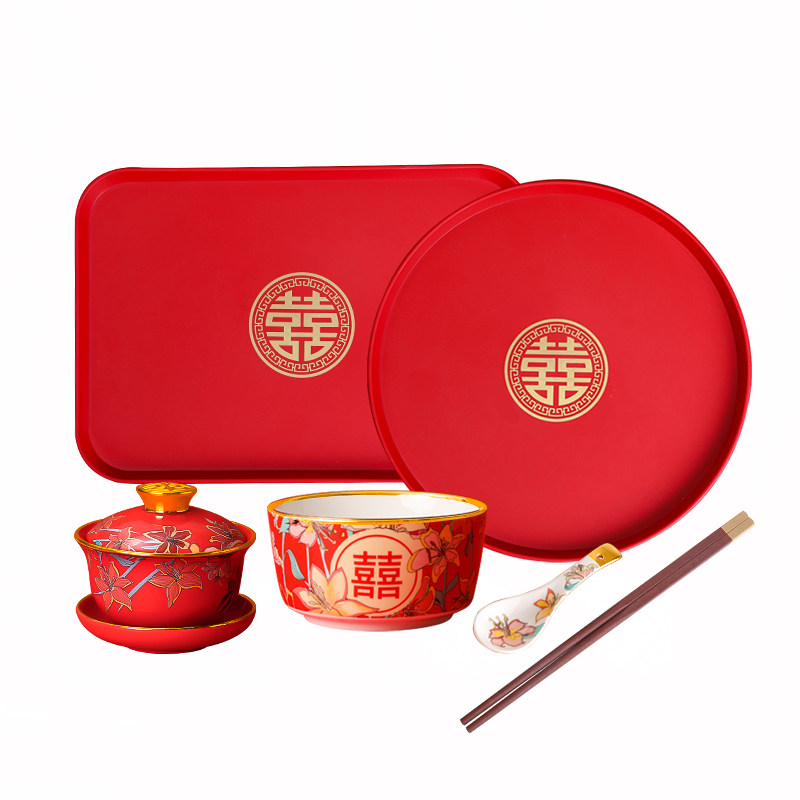 结婚陪嫁敬茶杯碗筷套装新人改口B喜字杯红色一对陶瓷盖碗婚庆用,节庆用品/礼品,喜碗/敬茶杯,淘宝优惠券,粉丝福利购,淘宝优惠卷