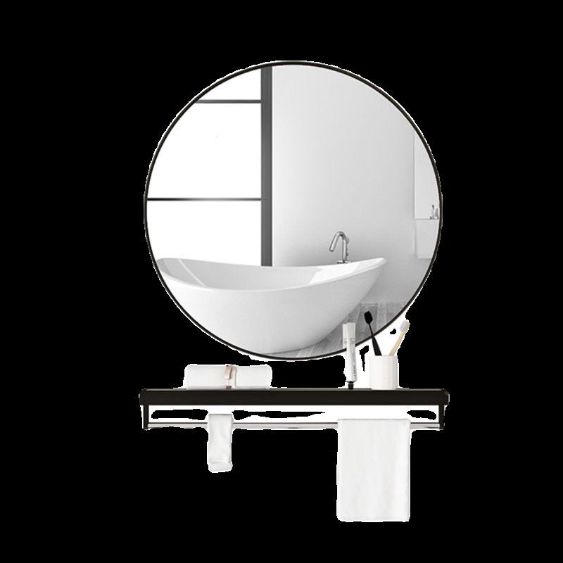 化妆镜浴室镜铝合金镜子圆镜子挂墙浴室卫生间免打U孔装饰全身衣