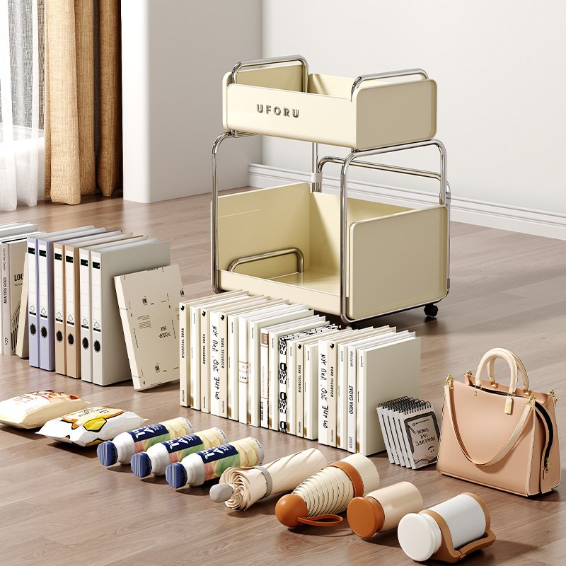 工位神器办公室桌下收纳架文件抽屉置物架落地移动U小推车桌面好