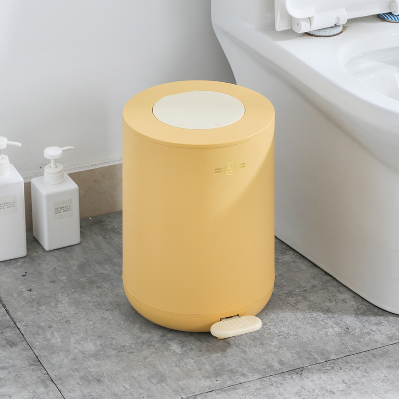 双盖脚踩缓降垃圾桶按压家用客y厅卧室带盖静音可爱大号厕所垃圾