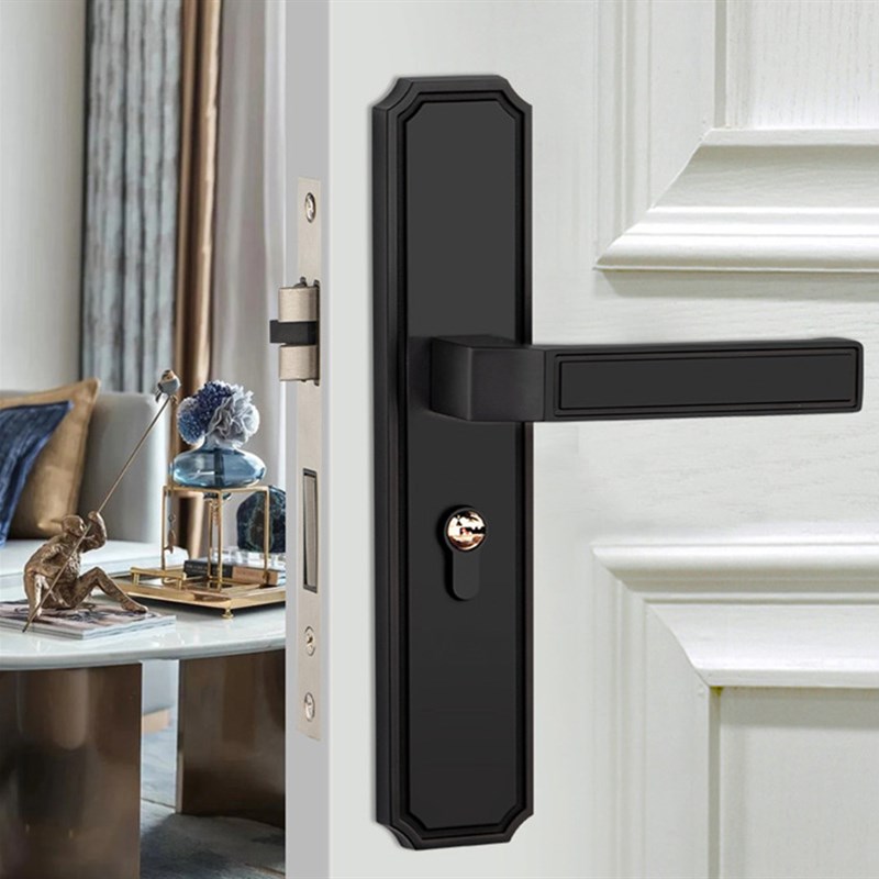 中式门锁黑色g卧室室内门把手黄古铜仿古房间门锁具执手锁三件套