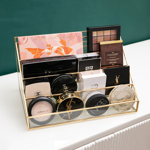桌面眼影盘收纳架口红粉饼气垫置物F架甲油胶展示架化妆品整理盒
