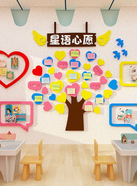幼儿园班级d环创主题教室布置装饰文化创意心愿墙面许愿树留言布