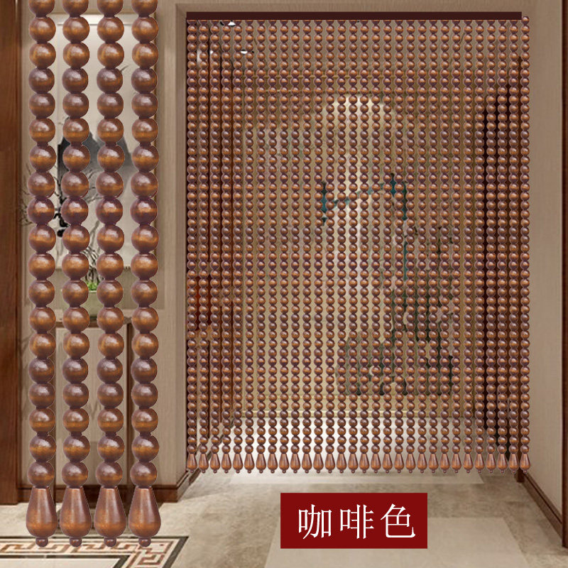 夏季 防蚊珠帘香樟木客厅卧室门帘玄关阳台隔断风水帘Z中式免打孔