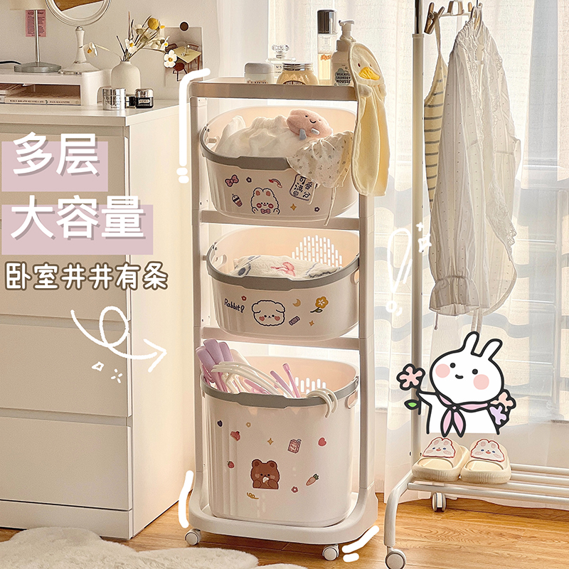 浴室脏衣篮推车置物架滤水脏衣篓家用卫H生间带滑轮可移动收纳架