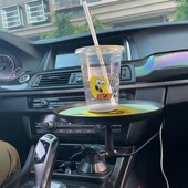 车载手机支架杯架位餐盘托盘汽车水杯位饮料咖Q啡桌食品置物小餐