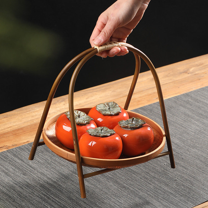 纯手工竹b编仿古提篮家用圆形收纳筐糕点盘水果篮可拆卸中式竹篮,特色手工艺,竹编/竹雕,淘宝优惠券,粉丝福利购,淘宝优惠卷