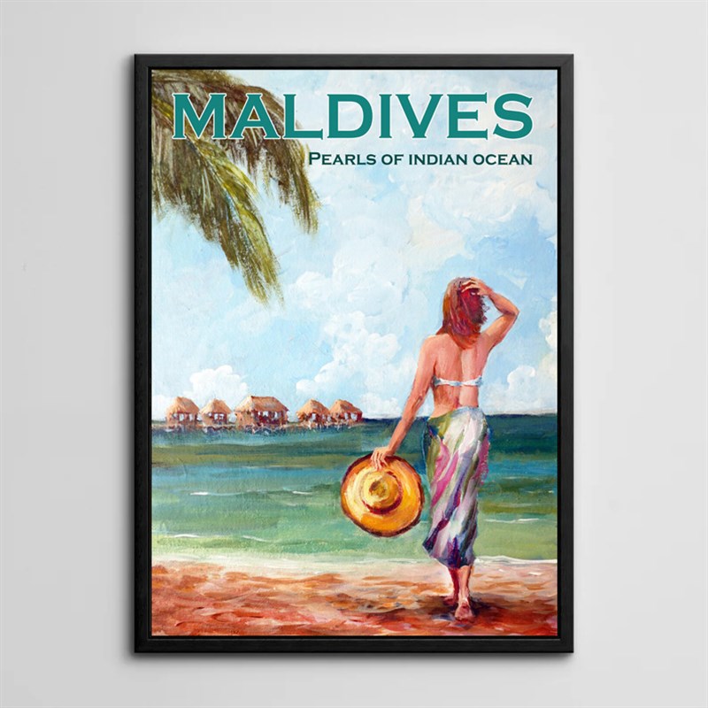 装饰画挂画墙壁画复古怀旧w马尔代夫潜水复古怀旧风景旅游海岛