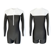 韩国潜水服女连体平角长袖 防嗮泳衣显瘦速M干冲浪浮潜服水母衣泳