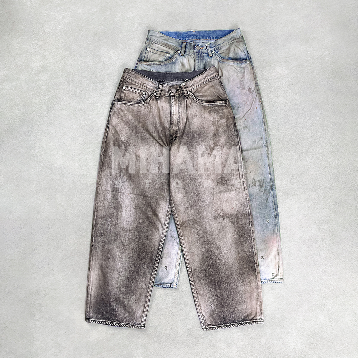 ANCELLM水洗复古休闲牛仔长裤