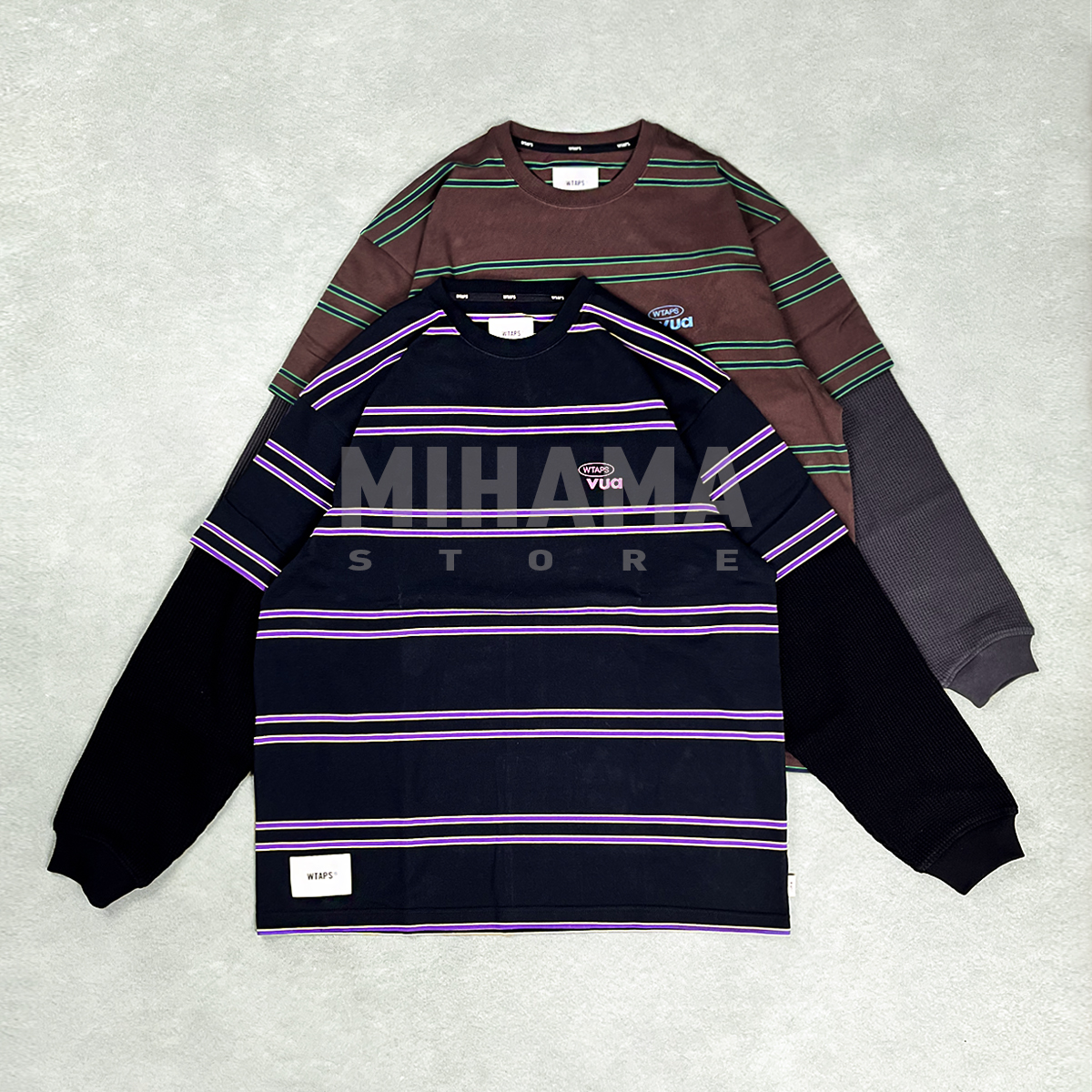 WTAPS假两件条纹休闲长袖T恤