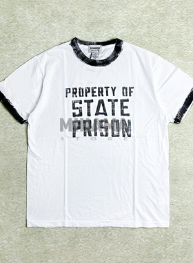 现货折扣 BOWWOW US PRISONER TRIM TEE 复古油漆印花短袖休闲T恤