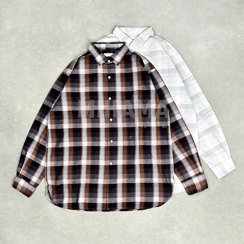 现货 NANAMICA Regular Collar Wind Shirt 宽松格纹长袖衬衫26SS