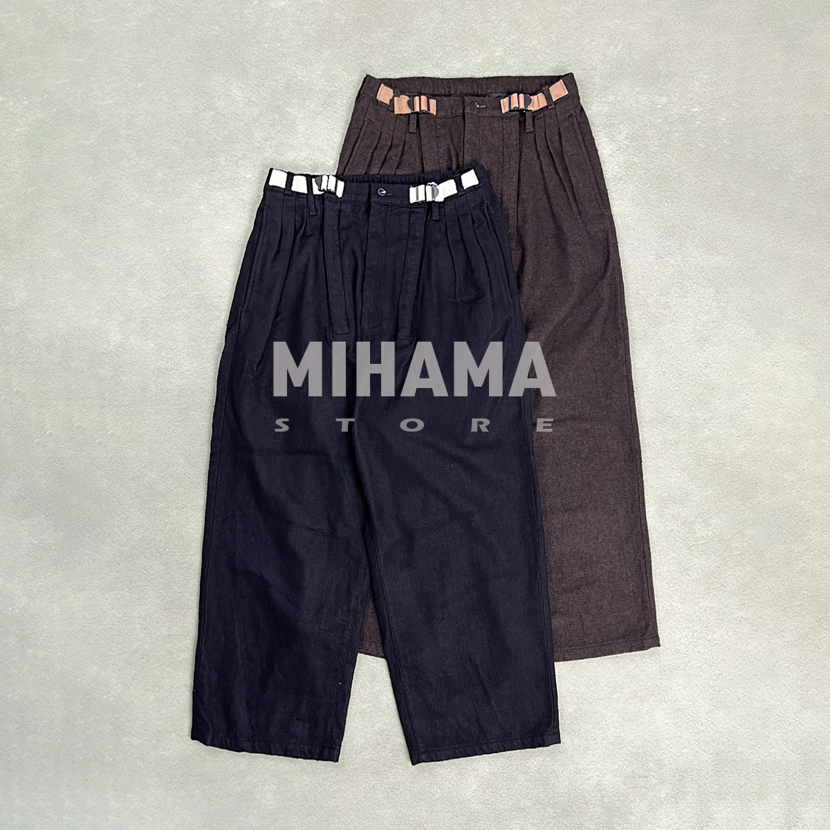 ANCELLM羊毛混纺宽松休闲西裤