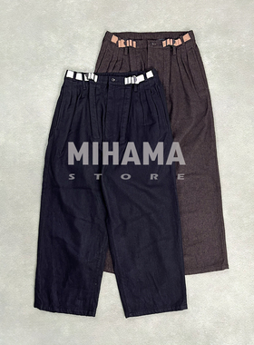 现货 ANCELLM WOOL BELTED WIDE SLACKS羊毛混纺宽松休闲西裤25AW