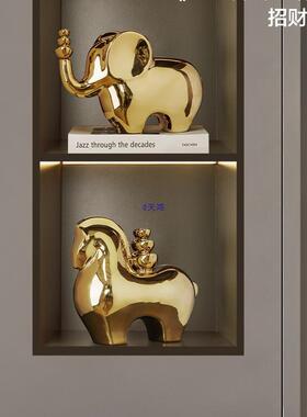 轻奢创意工艺品客厅酒柜书餐边柜办公室电视柜家居装饰品开业摆件