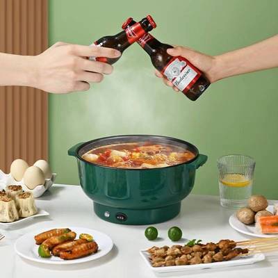 多功能电煮锅不锈钢电锅家用小电锅宿舍煮面电火锅煮汤小型一体锅