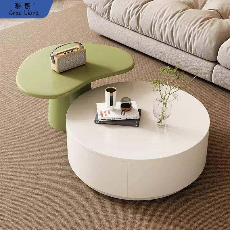 奶油腰果圆形茶几电视柜组合小户型高级现代客厅简约家用轻奢大小,住宅家具,茶几,淘宝优惠券,粉丝福利购,淘宝优惠卷