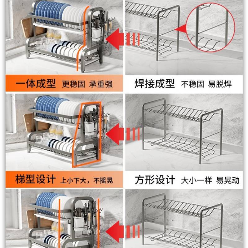 碗碟收纳架厨房多功能置物架家用不锈钢碗架碗盘沥水架碗筷收纳盒