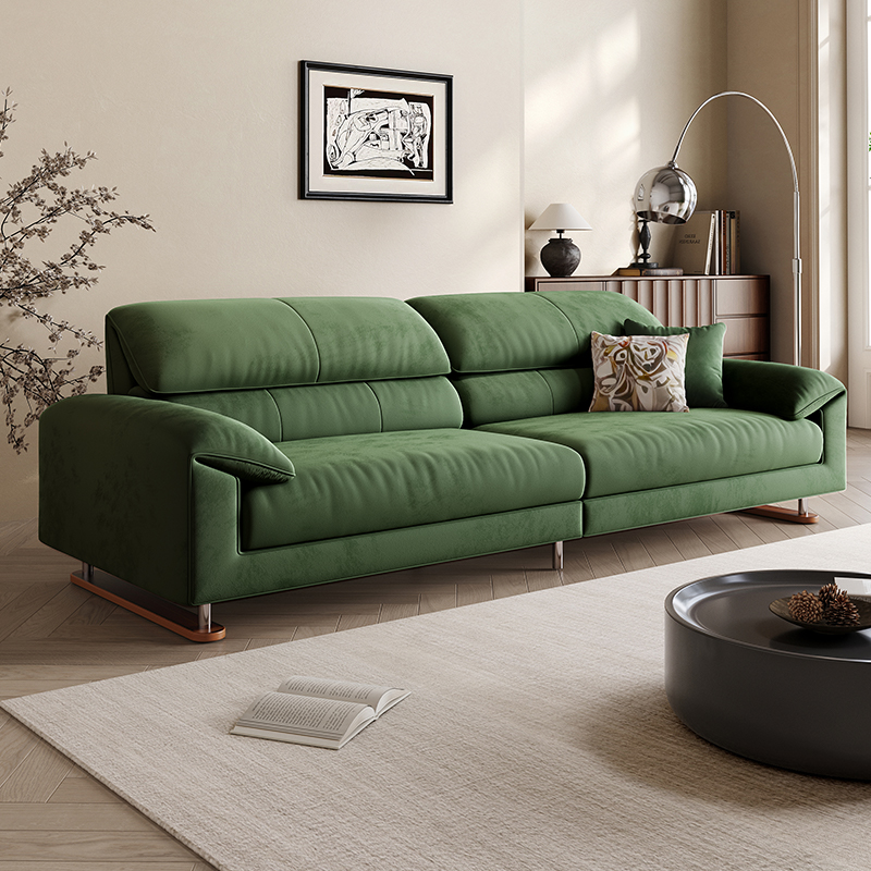 法式绿色大象耳朵布艺沙发客厅小户型简约现代直排三人位新款沙发