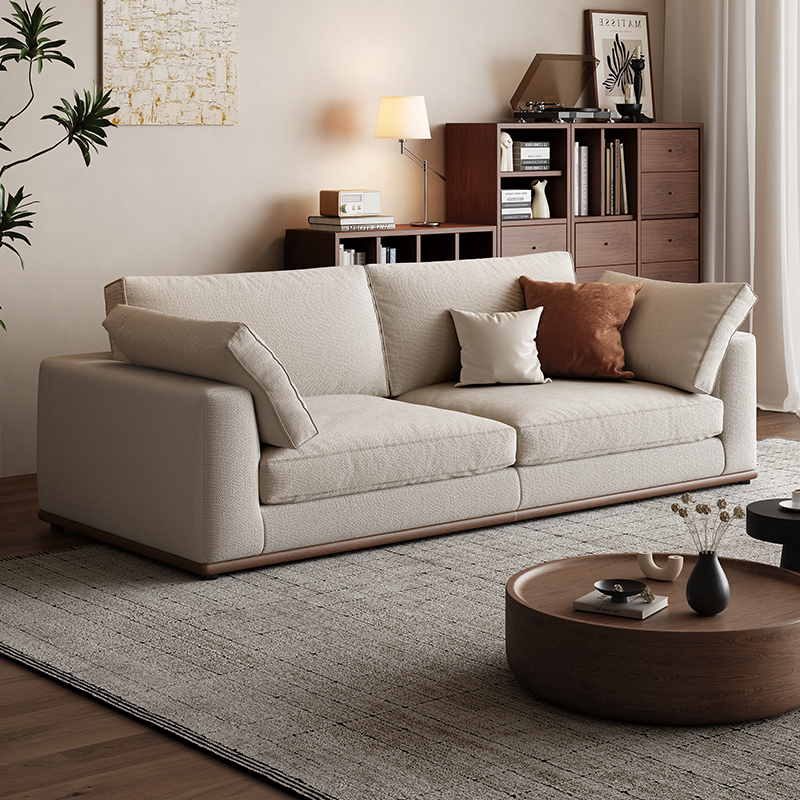 法式奶油风可拆洗棉麻布艺沙发