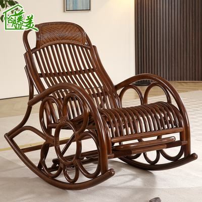 阳台真藤编织摇椅沙发藤椅家用大人靠背躺椅老人摇椅子单人凉椅