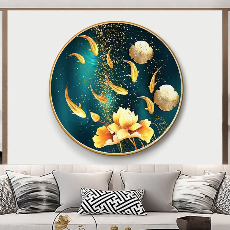 新中式荷花九鱼图十字绣2023新款绣小件线绣客厅餐厅自己绣手工绣