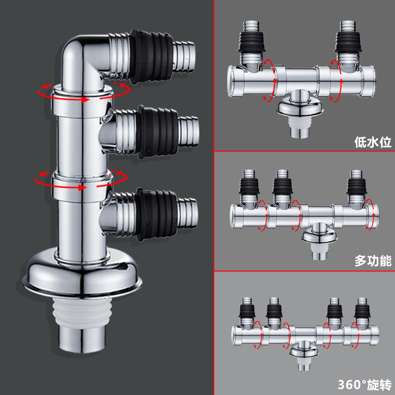洗衣机排水管地漏专用接头多功能下水管防臭防溢拖把池三合一四通