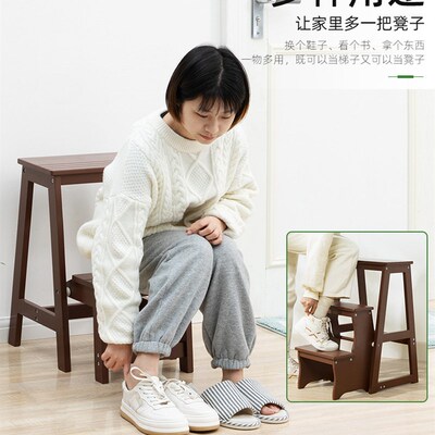 实木梯凳多功能家用梯子室内加厚折叠两用三步小台阶楼梯椅登高凳