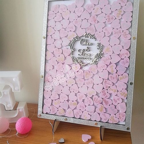 木质签名板册签到本结婚婚礼签到框礼庆生日年会布置道具爱心木片