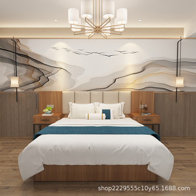 宾馆酒店家具套房标间全套床定制连锁民宿公寓客房用床单间双人床