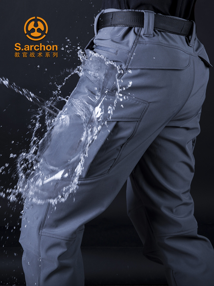户外软壳冲锋裤男加绒加厚防风