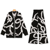 SOLE MUSE黑白捆绳半边绒家居服套装 秋冬女士慵懒风